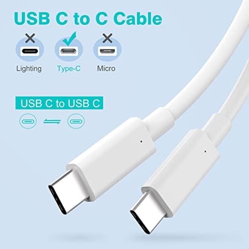 Ifeart USB C до USB C за полнење кабел за MacBook Air, Mac Book Pro+100W 6.6ft USB-C кабел за полнење за MacBook Pro, Mac Air