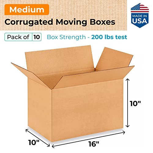 IDL Пакување Средни Брановидни Кутии За Движење 16 l x 10 W x 10 H-Одличен Избор На Цврсти Кутии За Пакување ЗА USPS, UPS, Fedex Испорака-Лесни