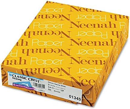 Paper Neenah Paper 01345 Класичен труд за пишување, 24lb, 8 1/2 x 11, природно бело, 500 листови
