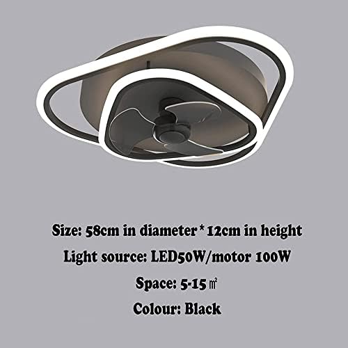 Usmjqvz LED црна акрилна таванска вентилатор светло, LED затемнет вентилатор за осветлување на таванот со невидливи лопати, полу -пламен