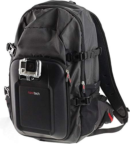 Ранец на ранец и црвена складирање на камерата Navitech со интегрирана лента за градите - компатибилен со урамаз 4K акција камера