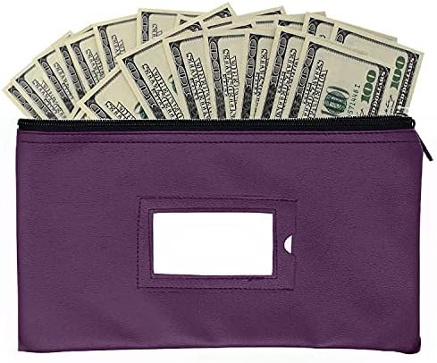 Пари Банка Депозит Торба Со Патент | Виолетова, Жолта | 11х6 инчен | Трајни Кожени Пари Пари Паричник Проверете Паричник Торбичка за Мажи &засилувач;