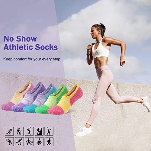 ТАА Жени Без Шоу Чорапи Чорапи За Трчање Амортизирани Атлетски Чорапи До Глуждот Со Компресија 5 Пара