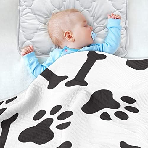 Paws Bones Unisex Flucky Baby Blke за креветчето за креветчето за дневно згрижување со густа и мека материјална детска постелнина за подароци