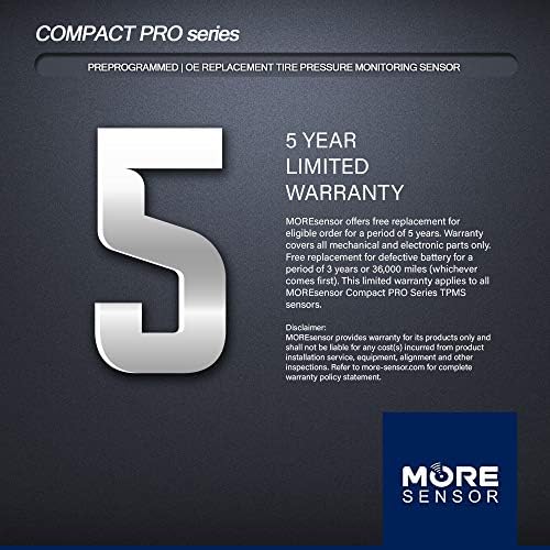 Moresensor Compact Pro Series 315MHz TPMS сензор за притисок на гуми 4-пакет | Препрограмирани за избрани 500+ американски модели