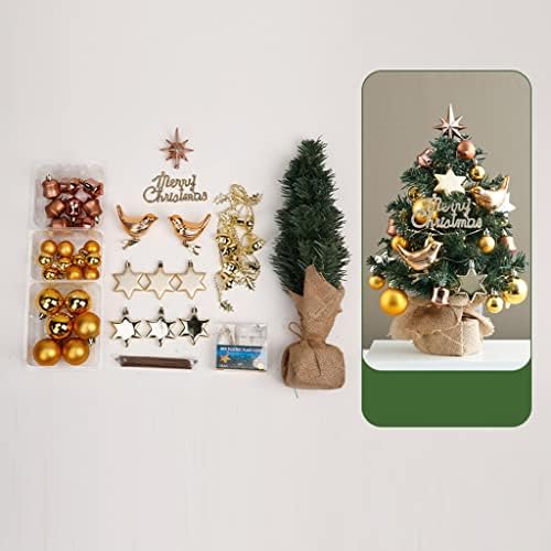 Fifor Merry Christmas Prelit Mini Tree, 23,6 /60cm Tabletop XMAS Tree, со LED жичани светла и украси, совршени за украсување на празнични