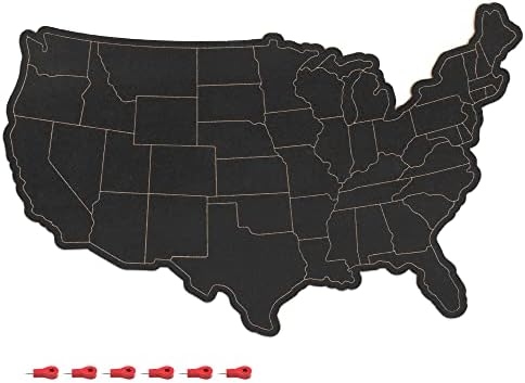 Наварис Корк мапа на Соединетите Држави - 16х10 Плута од табла на Соединетите Држави - Декоративна огласна табла за висечки