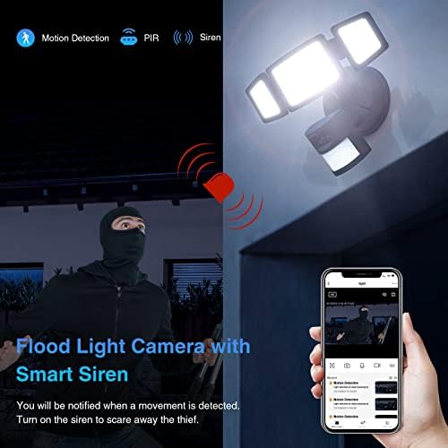 Onforu 55W Floodlight Camera 1080P HD & 55W LED безбедносни светла самракот до зори на отворено, 6200lm безбедносна камера, светлосна камера