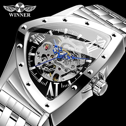 Форсинг Триаголник Скелет за мажи автоматски механички часовник луксузен златен црн не'рѓосувачки челик часовници водоотпорен светлечки спортски рачен часовник