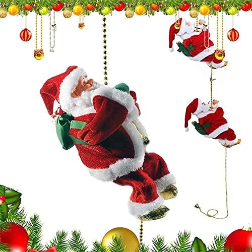 Божиќна електрична музичка играчка Санта Клиаус се искачува на јаже за Божиќ Детска кукла играчка со божиќна музика за украс