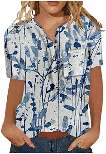 Јутарал 3/4 кошули за ракави за жени екипаж вратот Симпатични печатени графички маички блузи случајни плус големина основни врвови