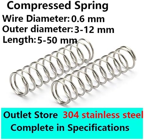 Изворите на компресија се погодни за повеќето поправка I 304 компресија од не'рѓосувачки челик Дијаметар на пролетната жица 0,6мм,