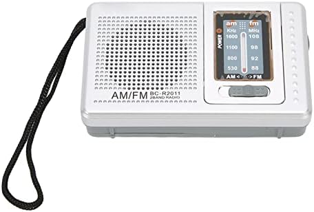 Plplaaoo Portable AM ​​FM радио, сребрена батерија управувана со аналогно радио со вграден звучник, AM FM Transistor Radio со