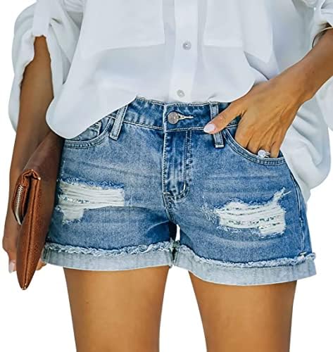 Јокафие женски летни обични шорцеви што ги дишат шорцевите со средно половината со џебови