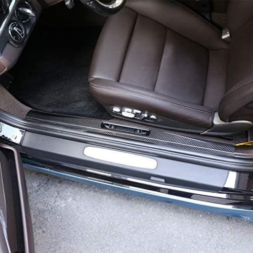 Cheya Real Carbon Fiber Car Dorge Sill Sill Shuff Threshold Prote Plate Cover Interior Trim Accessory 2 парчиња за Porsche 718 911 Macan