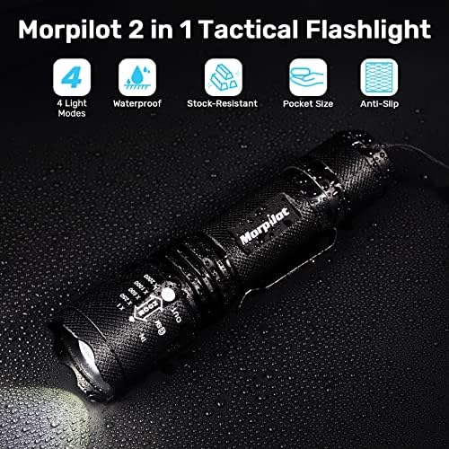 Flashlights Morpilot Blacklight, 2 во 1 LED UV Blacklight со 500lm нагласен, 4 режими, црна светлина од 395nm за миленичиња урина/откривање