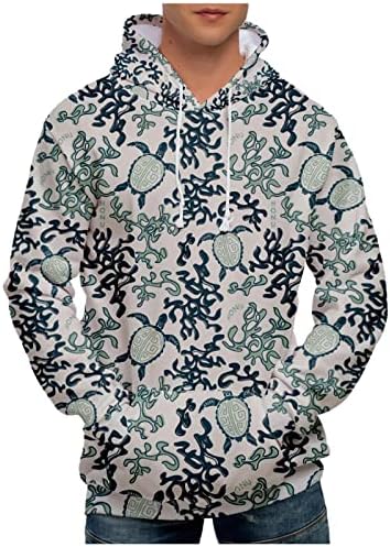 Машка маичка со дуксери трендовски џемпери мода зимски принт лабава машка долга ракав 2023 џебови со џемпери со качулка