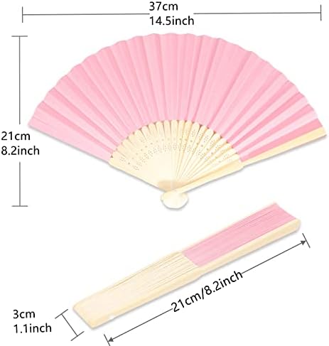 Ruimou 10pcs розова хартиена рака вентилатор бамбус фан за преклопување за модели на DIY, детско сликарство, свадба, декорација