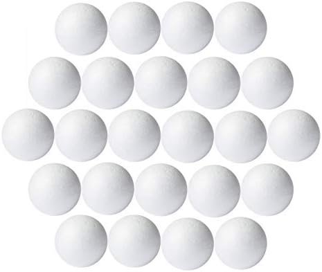 Топки од пена за занаети, 24-пакувани мазни полистирен топки од пена, дијаметар од 3 инчи, бело