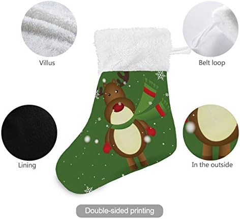 Алаза Божиќни чорапи Божиќни ирваси Зелени класични персонализирани мали декорации за порибување за семејни сезонски празници
