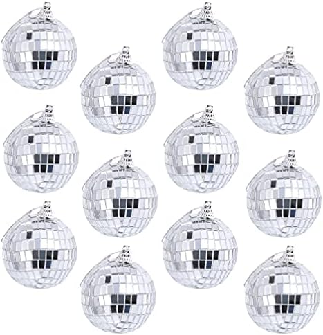 Nuobesty 24 парчиња Божиќни топки украси рефлексивни огледални диско топки Божиќни божици Декоративни Божиќни топки новогодишни топки за