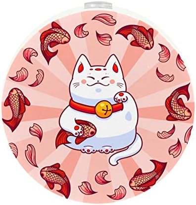 2 приклучок за приклучок за пакување предводена ноќно светло светло светло јапонски цртан филм среќна мачка фати розова риба риба со сензор