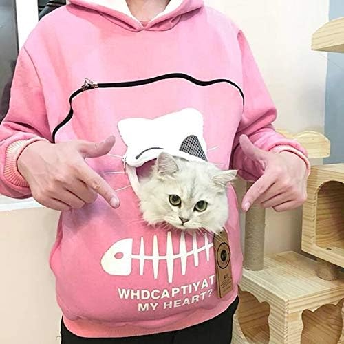 Куче торбичка качулка пуловер врвови на животински женски аспиратор носат џемпер за џемпери торбичка за блуза, мачка женска блуза А-розова