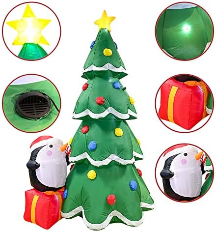Божиќна starвезда Божиќна надувување 7 стапки Божиќно дрво со кутија за подароци разнесе затворено домашна забава за домашни парчиња