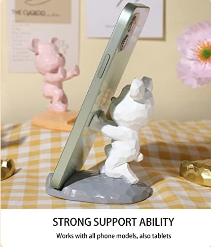 Симпатична мечка телефонски стој за декорација на десктоп Kawaii Stand Universal Desktop Thone Stand, Најдобри пријатели двојки подароци за сите таблети за мобилни паметни телефони