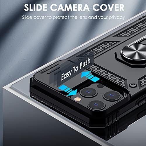 Малкумина за Iphone 13 Pro Max Stand Случај со Капак На Слајд Камера &засилувач; Kickstand, Воено Одделение Отпорно На Удари Тешка