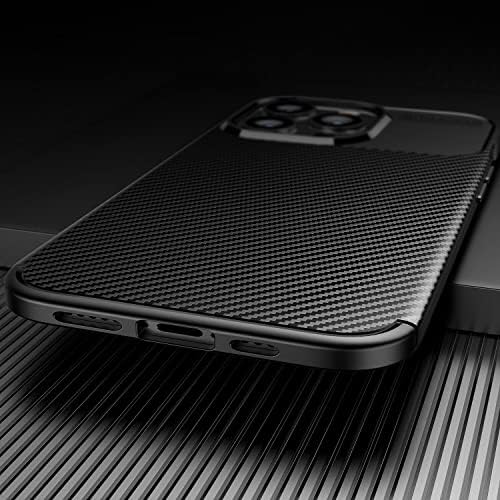 Топпикс компатибилен со iPhone 14 Pro Max Case 6,7 инчи, мек TPU браник флексибилен [апсорпција на шок] [текстура на јаглеродни влакна]