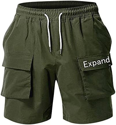 Машки шорцеви за машка шорцеви за влечење на панталони за внатрешни панталони, тенок моден џогирање, печатени шорцеви со повеќе џебови