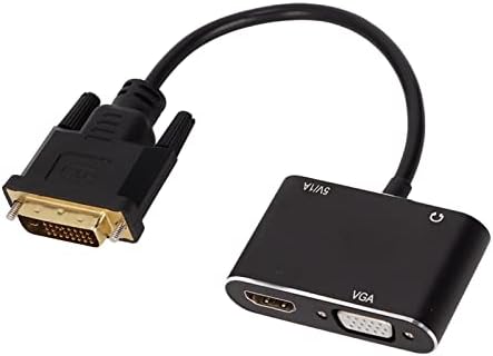 ZOPSC 2 во 1 Сплитер DVI до VGA со висока дефиниција мултимедијален интерфејс адаптер машки во VGA женски адаптер Конвертор со