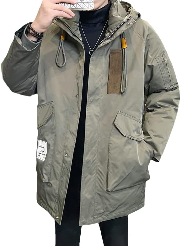 Uktzfbctw тешка работна облека памучна јакна Машка средна долга палто за палто Трекинг бура од кампување скијање ветерници