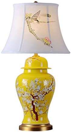 Ламби за маса на Атај, рачно насликана керамичка биро со цвеќиња и образец на птици, дневна соба спална соба во кревет ноќна светлина E27