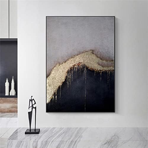 Трексд златна фолија црна сива рака насликана апстрактно платно масло за сликање дневна соба декор