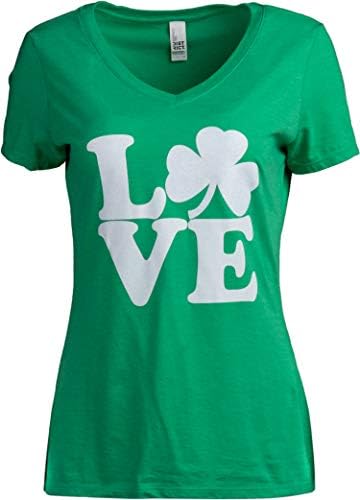 ShamRock Love | Смешна маица на Сен Пат Патрик Патрик Пети Симпатична маица со В-врат за жени