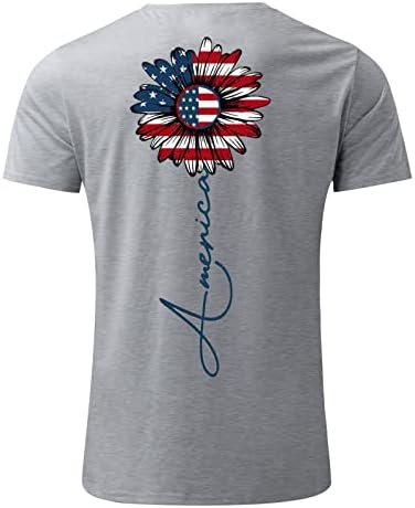 Lcepcy Американско знаме на задниот дел од кошулата за мажи 2023 летен екипаж врат кратки ракави празнични маици патриотски мета