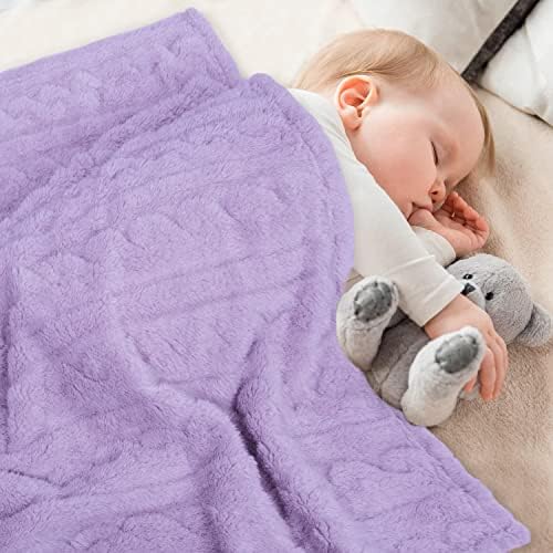 Homritar 2 пакет 3D Fleece Flefffy Fuzzy Clain за бебе и памучно вафли бебе ќебето меко топло ќебе виолетово и зелено