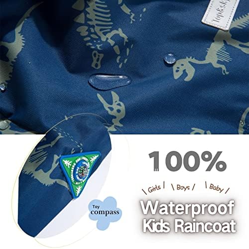 Ijnuhb водоотпорни момчиња дожд јакна лесни патенти за патенти за деца диносауруси палто за надворешна облека