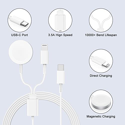 Надграден Полнач За Часовници Од 2 во 1 Apple, USB C Полнач за iPhone и iWatch, Кабел За Кабел За Брзо Полнење Со Магнетно Брзо полнење 6ft и