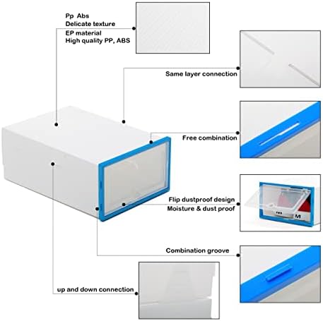 Ywhgpi2014 Транспарентна кутија за чевли 12 пакети чевли организатори пластика задебелена преклопна пропустлива кутија за складирање комбиниран