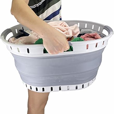 Sammart 25L склопувачки пластичен корпа за перење алишта - контејнер/организатор за преклопување на преклопување - преносна када