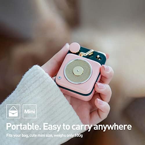 Muzen Mini Bluetooth звучник, метал со копчиња со розов Lanyard, Wild Go Bluetooth преносен звучник