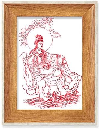 MCJS Будизам Црвен гуанин илустрација шема десктоп дрвена фото рамка приказ на слика уметност со повеќе комплети