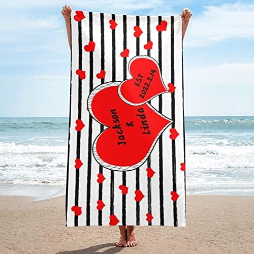 Прилагодени Крпи За Плажа Денот На Вљубените Крпи За Плажа Преголеми Персонализирани Романтични Љубовни Крпи За Плажа За Пар Жени Мажи