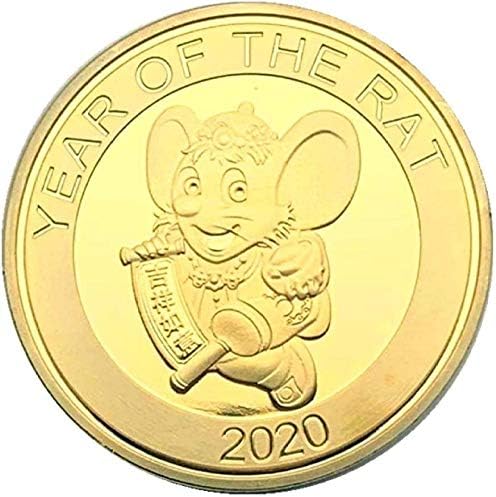 2020 Година Генгзи Година Хороскопска Година На Стаорец Животно Позлатена Комеморативна Колекција Монети Нова Година Златник Поволен Медал