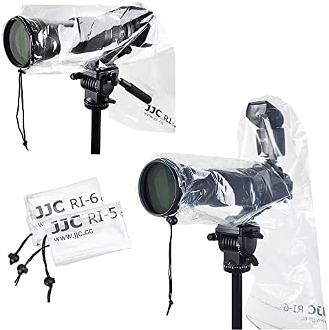Двојни ракави покритие со дожд + 2x јасен капак за дожд （со/без блиц）: Камера за заштита од прашина од камера на Канон Сони Никон камера