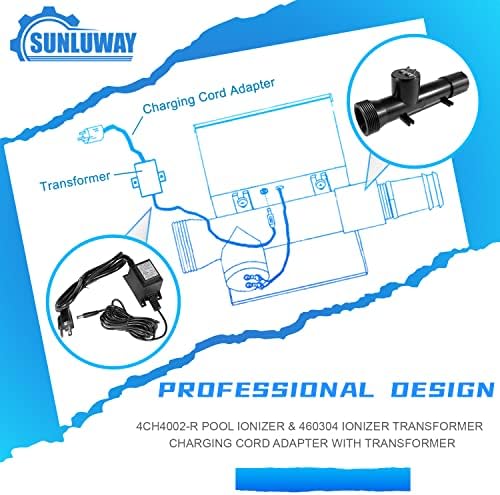 Sunluway 4CH4002-R комора за замена за чистење на базени и 460304 Адаптер за полнење на кабелот за трансформатор за замена