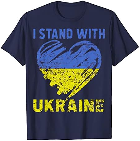 Fragarn летни врвови за мажи 2022 украински знаме лабаво вклопени кратки ракави симпатична летна маица машка тркалезна врат Туника блуза